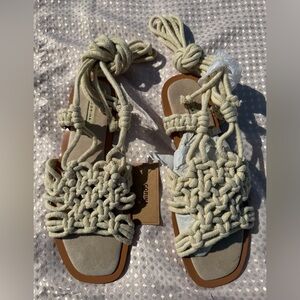 Corina Macramé Rope Tie-Up Sandals